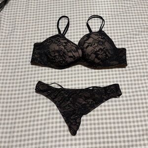Victoria's Secret Black Lace set bra and thong